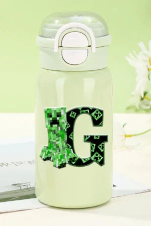 500ML Minecrafted Series Water Bottle with Bouncing Lid Portable Stainless Steel Thermal Mug Leakproof Insulated Cup Funny Gift