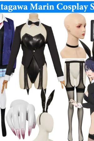 Kitagawa Marin Cosplay Costume Wig Fake Nails Necklace Dress-Up Anime Roleplay Darling Uniform Coat Shirt Skirt Halloween Suit
