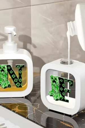 300ML Minecrafted Series Lotion Dispenser Cartoon Refillable Bath Press Bottle Travel Portable Container for Shampoo Body Wash