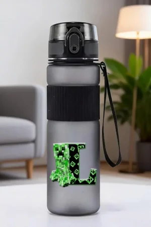 550ml Minecrafted Series Water Bottle Fashion A-Z Print Juice Cup Frosted Cartoon Outdoor Sports Fitness Plastic Canteen Gift