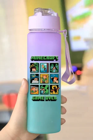 750ML Minecrafted Series Straw Cup Frosted Hot Game Water Bottle Progressive Color Outdoor Sport Fitness PC Kettle Birthday Gift