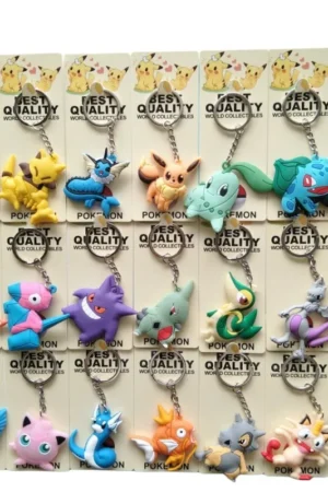 Pokemon Anime Marowak Abra Gengar Ponyta Porygon Alloy Silicone Keychain Accessories Pendant Bag Key Ring Pendant Birthday Gifts