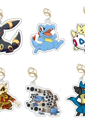 Anime Pokemon Lucario Acrylic Key Chain Kawaii Mobile Phone Schoolbag Pendant Cartoon Togepi Blastoise Girl Backpack Accessories