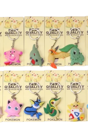 Pokemon Anime Marowak Abra Gengar Ponyta Porygon Alloy Silicone Keychain Accessories Pendant Bag Key Ring Pendant Birthday Gifts