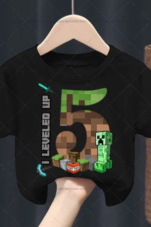 Game Minecrafted Children T-shirt for Kids Birthday Pixel Block Anime Figure Digital1-9 Print Graphic Tee Tops Kid Boys Clothes