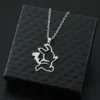 Anime Pikachu Stainless Steel Pendant Cute Cartoon Figure Pikachu Fashion Simple Style Neck Chain Toys for Women Men Accessories