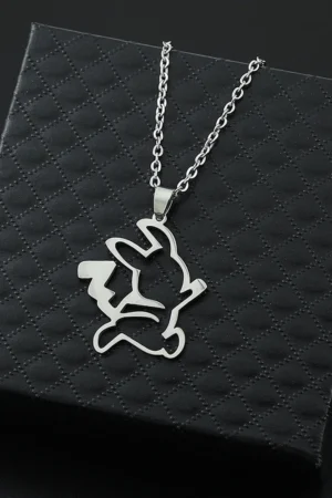 Anime Pikachu Stainless Steel Pendant Cute Cartoon Figure Pikachu Fashion Simple Style Neck Chain Toys for Women Men Accessories