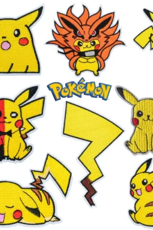 12 style New Anime Pokemon pikachu Charizard Eevee Patches Iron On Applique Embroidery Sewing Supplies Fabric Stickers DIY Cloth