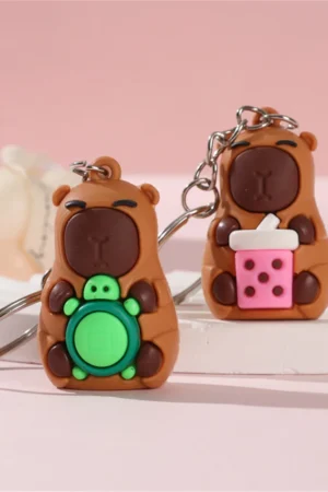 Cartoon Capibala Keychain Soft Silicone Capybara Pendant Car Backpack Pendant Keychain Christmas Gift